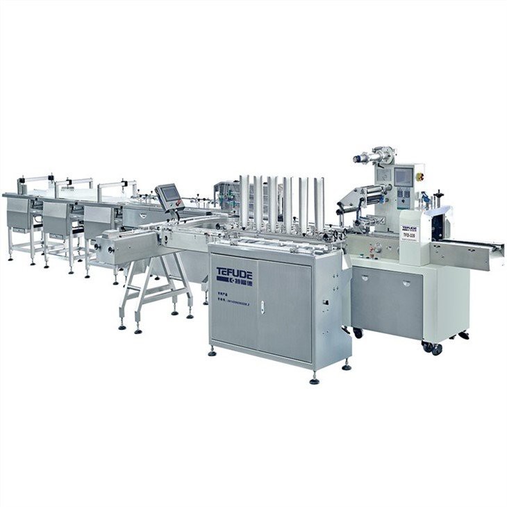 cake automatic feeding and tray loading packaging line machine packaging line automation China supplier wholesale