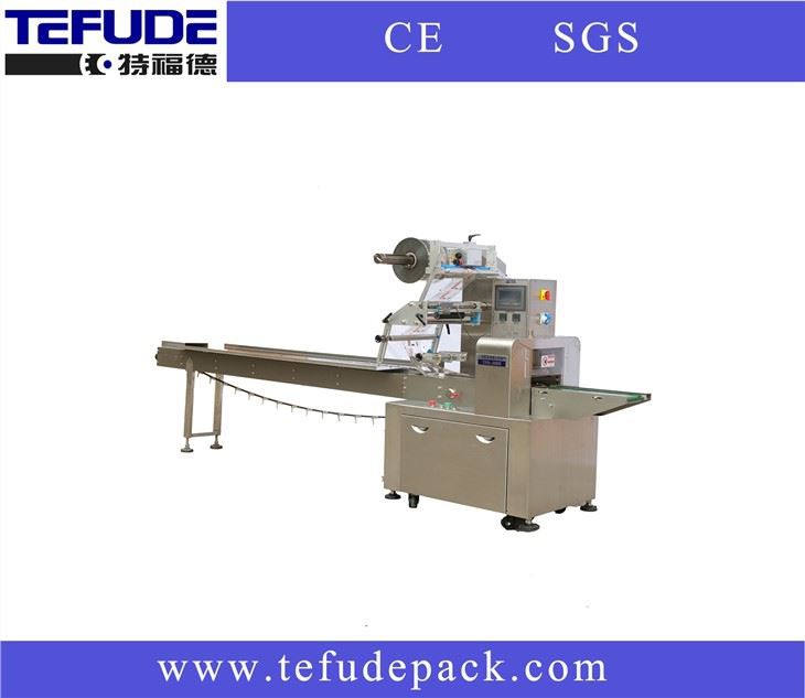 three servo flow wrapping machine automatic flow wrapper packaging machinery for bread cake biscuit factory price manufacturer